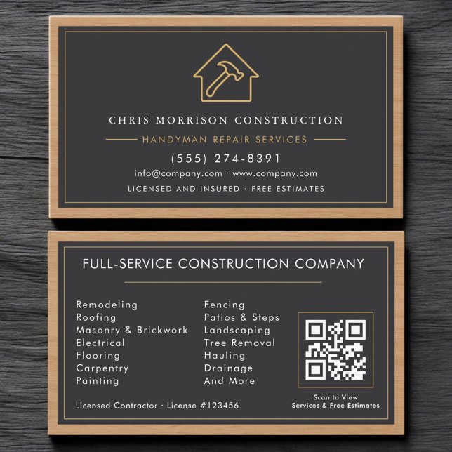 Carte De Visite Code QR de l'homme à tout faire de la construction (Créateur téléchargé)
