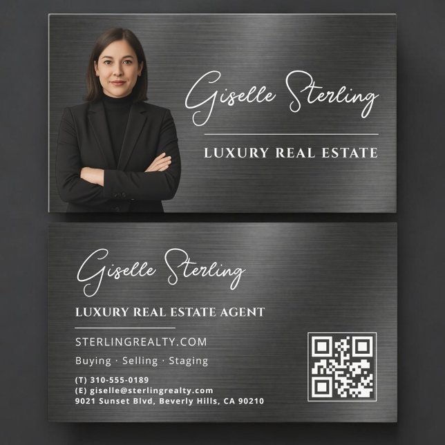 Carte De Visite Code QR de l'immobilier Métalisé  (Créateur téléchargé)