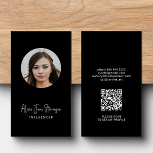 Carte De Visite Code QR de l'influent photo de média social noir