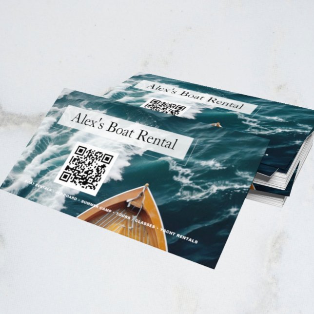 Carte De Visite Code QR de location de bateau moderne classique un (Créateur téléchargé)