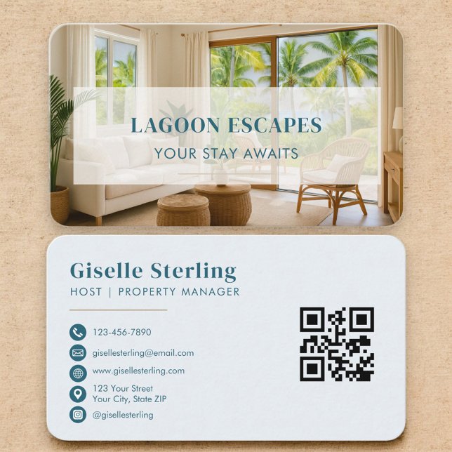 Carte De Visite Code QR de location de maison de plage (Créateur téléchargé)