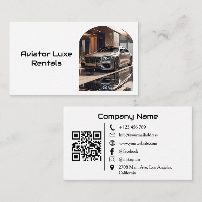 Carte De Visite Code QR de location et vente de voitures Premium A (Devant / Derrière)