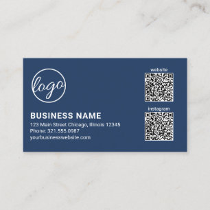 Carte De Visite Code QR de logo bleu marine professionnel moderne