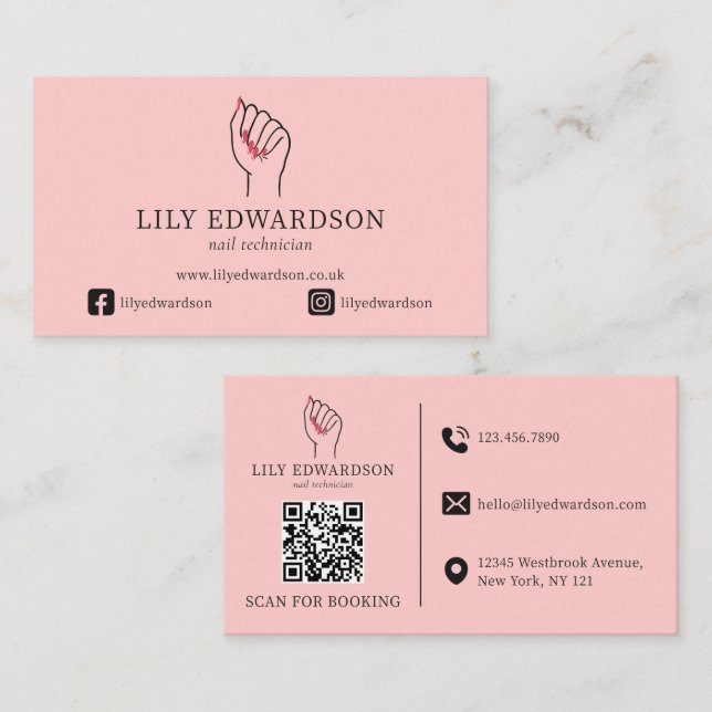 Carte De Visite Code QR de Logo d'Artiste Technicienne de Vernis à (Devant / Derrière)