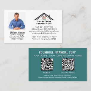 Carte De Visite Code QR de logo de photo de prêt professionnel