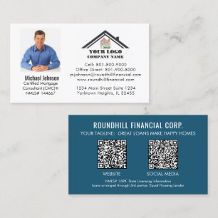 Carte De Visite Code QR de logo de photo de prêt professionnel