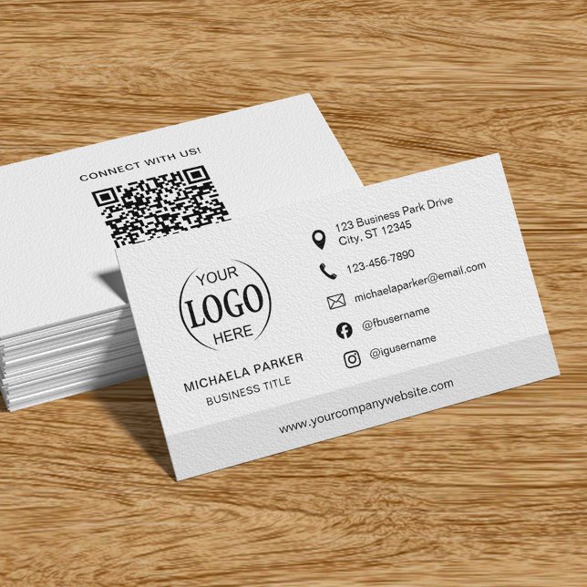 Carte De Visite Code QR de logo de société professionnel minimalis (Créateur téléchargé)