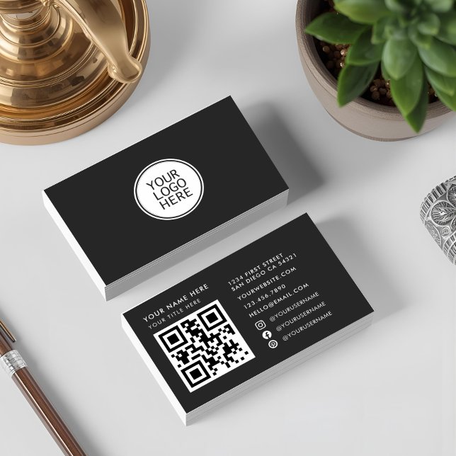 Carte De Visite Code QR de logo d'entreprise minimal moderne profe (Créateur téléchargé)