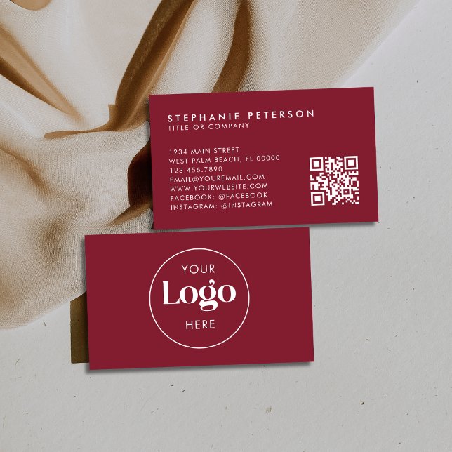 Carte De Visite Code QR de logo d'entreprise personnalisé élégant  (Créateur téléchargé)