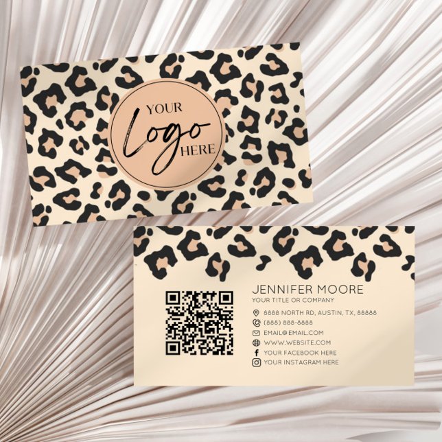 Carte De Visite Code QR de logo d'entreprise personnalisé guépard  (Créateur téléchargé)