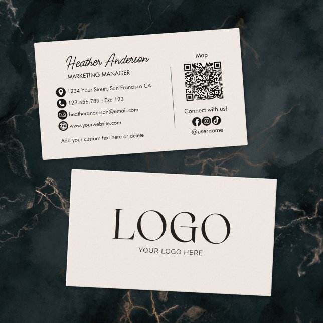Carte De Visite Code QR de logo d'entreprise personnalisé Moderne  (Créateur téléchargé)