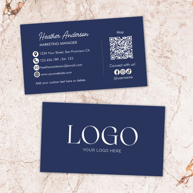 Carte De Visite Code QR de logo d'entreprise personnalisé Moderne  (Créateur téléchargé)