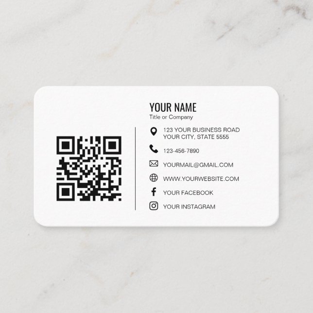Carte De Visite Code QR de logo d'entreprise professionnel minimal (Devant)