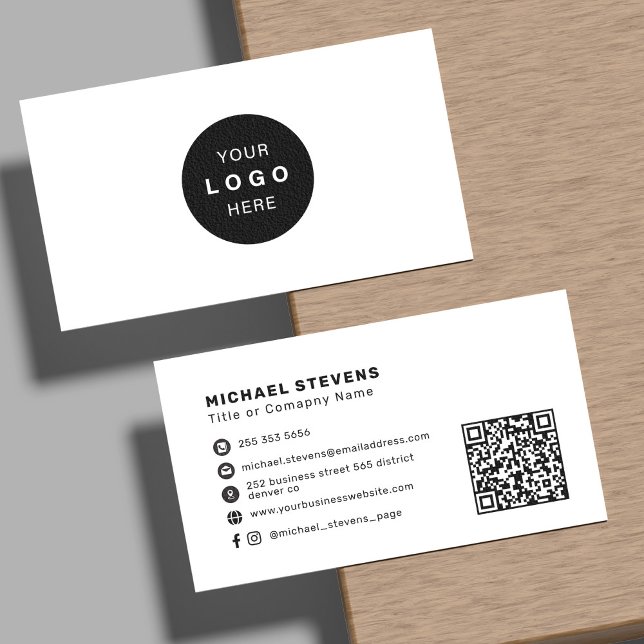 Carte De Visite Code QR de logo d'entreprise professionnel minimal (Créateur téléchargé)