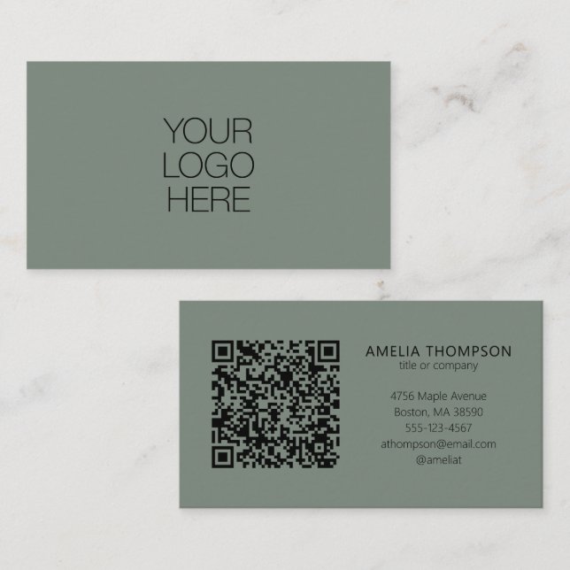 Carte De Visite Code QR de logo d'entreprise professionnel personn (Devant / Derrière)