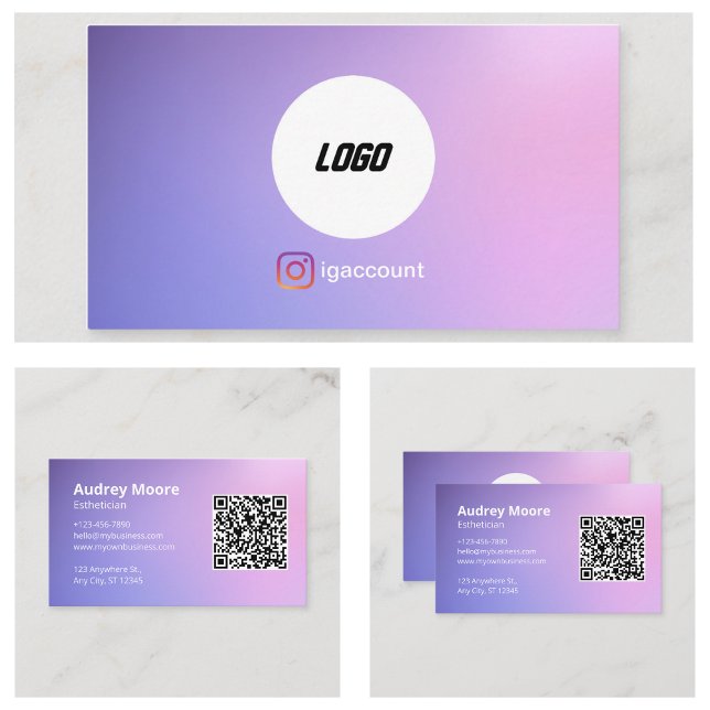 Carte De Visite Code QR de logo des services d'esthéticienne de ma (Skincare Makeup Esthetician Services Logo QR Code Business Card
)