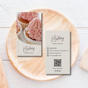 Carte De Visite Code QR de logo monogramme de boulangerie moderne