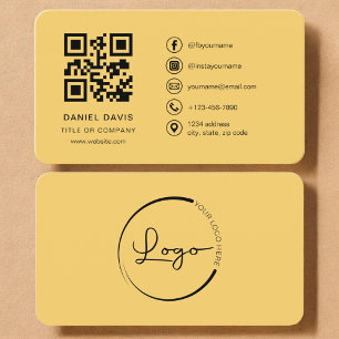 Carte De Visite Code QR de logo professionnel jaune