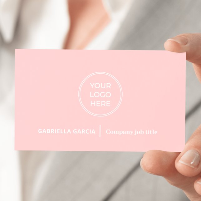 Carte De Visite Code QR de logo simple minimal Rose poudré (Front side of card shown in 3.5 x 2.0 inch, add your business info and QR Code on the backside.)