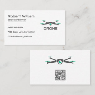 Carte De Visite Code QR de l'opérateur de drone minimaliste modern