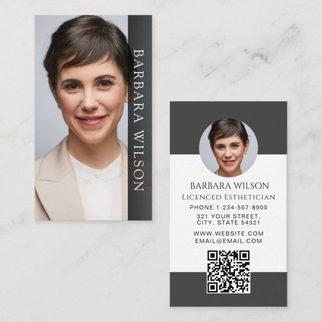 Carte De Visite Code QR de luxe pour le salon de beauté esthéticie (Devant / Derrière)
