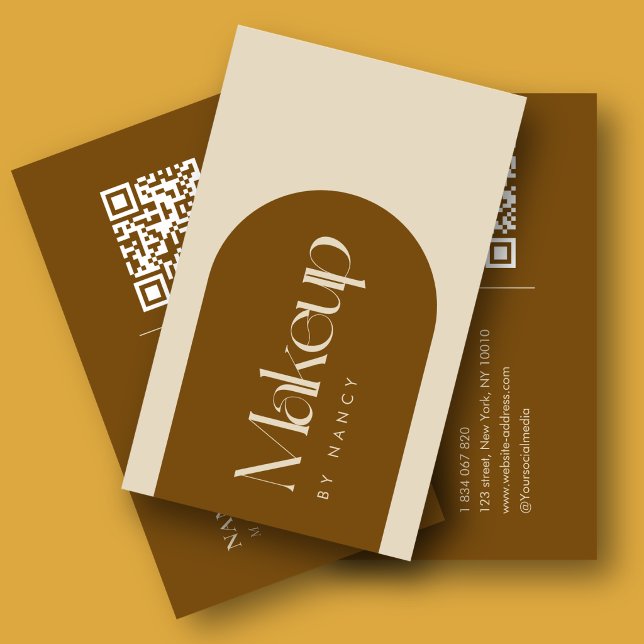 Carte De Visite Code QR de Maquilleur pour Arche en Terracotta (Créateur téléchargé)