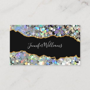 Carte De Visite Code QR de maquilleuse avec strass holographique A