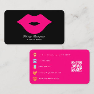 Carte De Visite Code QR de maquilleuse Glam Chic