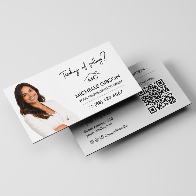 Carte De Visite Code QR de marketing d'agent immobilier Realtor Cl (Realtor Real Estate Agent Marketing QR Code Clean Business Card
)