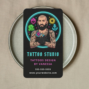 Carte De Visite Code QR de marque pour artiste de tatouage créatif
