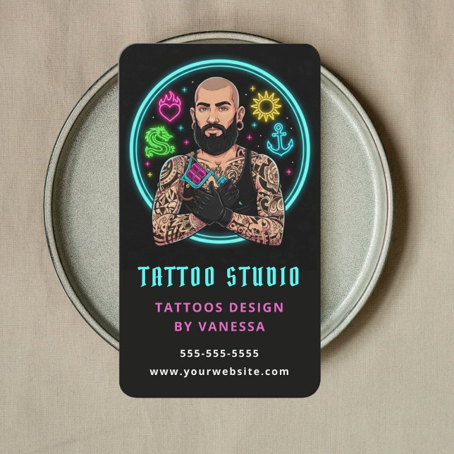 Carte De Visite Code QR de marque pour artiste de tatouage créatif (Créateur téléchargé)