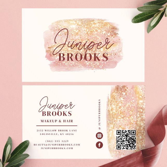 Carte De Visite Code QR de médias sociaux avec paillettes de couch (Créateur téléchargé)