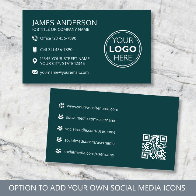 Carte De Visite Code QR de médias sociaux de logo professionnel ve (Créateur téléchargé)