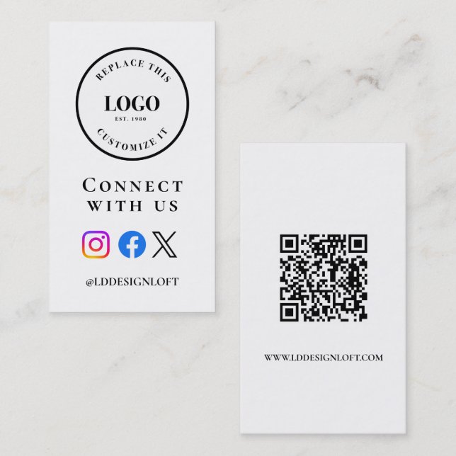 Carte De Visite Code QR de médias sociaux d'entreprise site Web lo (Devant / Derrière)