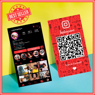 Carte De Visite Code QR de médias sociaux Instagram du salon rouge