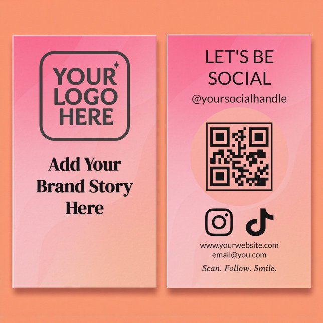 Carte De Visite Code QR de médias sociaux Let's Connect (Créateur téléchargé)