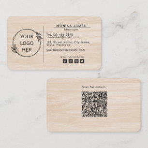 Carte De Visite Code QR de médias sociaux Logo de menuiserie moder