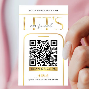 Carte De Visite Code QR de médias sociaux Logo Glam Gold