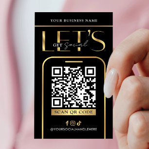 Carte De Visite Code QR de médias sociaux Logo Noir & Or