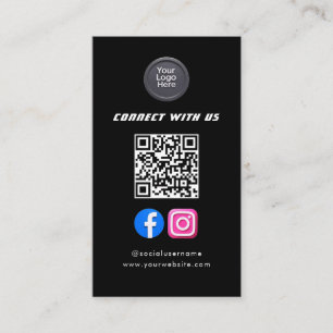 Carte De Visite Code QR de médias sociaux Moderne Pro Minimaliste