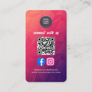 Carte De Visite Code QR de médias sociaux Moderne Pro Minimaliste