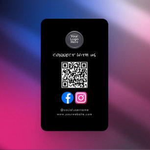 Carte De Visite Code QR de médias sociaux Moderne Pro Minimaliste