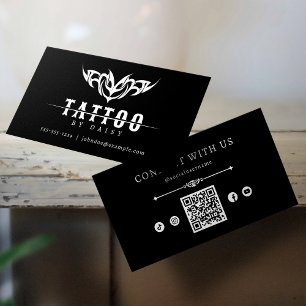 Carte De Visite Code QR de médias sociaux pour artistes tatoueurs 