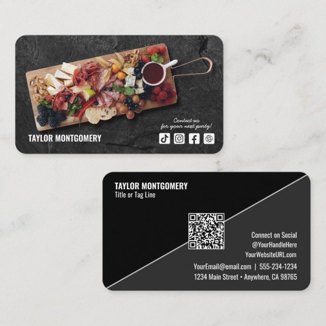 Carte De Visite Code QR de médias sociaux pour la restauration (Devant / Derrière)