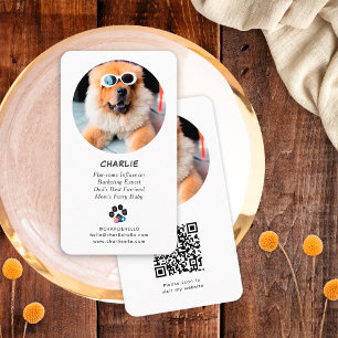 Carte De Visite Code QR de médias sociaux pour photo de chien noir