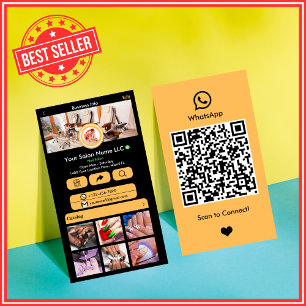 Carte De Visite Code QR de médias sociaux WhatsApp du salon d'ongl