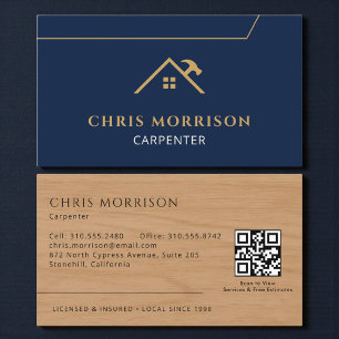 Carte De Visite Code QR de menuiserie de charpente en bois