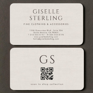 Carte De Visite Code QR de mode de luxe en lin de la boutique