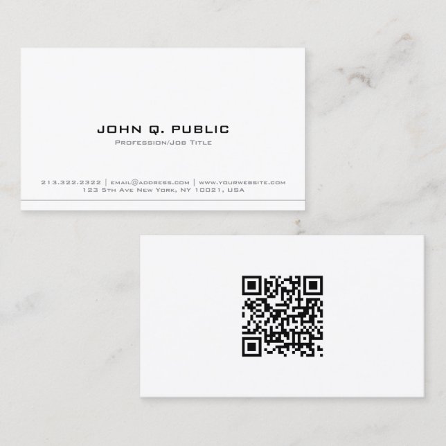 Carte De Visite Code QR de modèle élégant moderne et professionnel (Devant / Derrière)