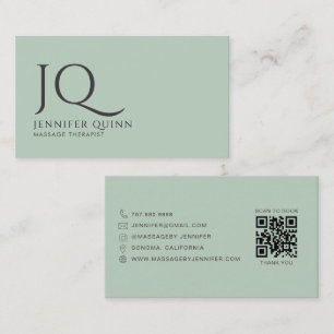 Carte De Visite Code QR de monogramme de thérapeute en massage min